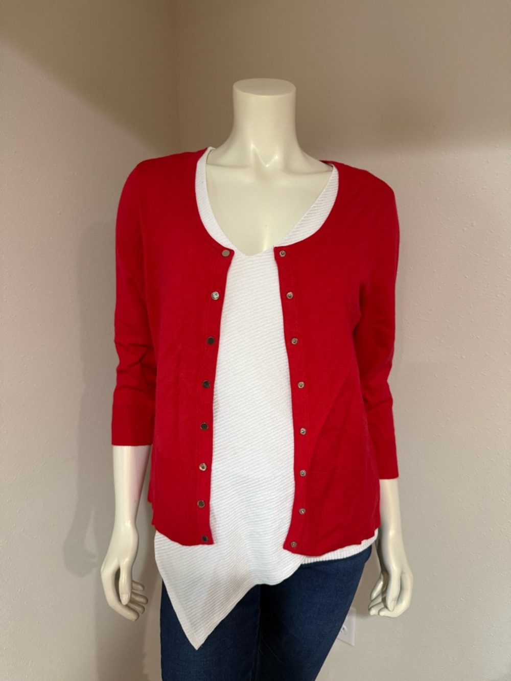 Talbots Bright Red Snap-Front Women's Cardigan